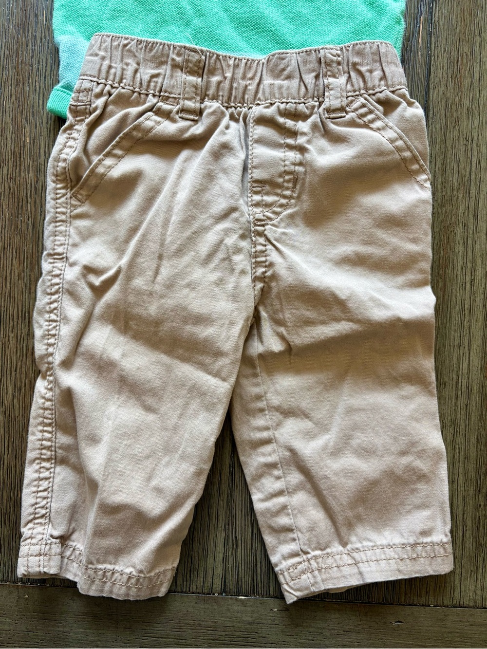 Baby GAP Green Striped Polo Shirt and Khaki Outfit - Picture 5 of 6